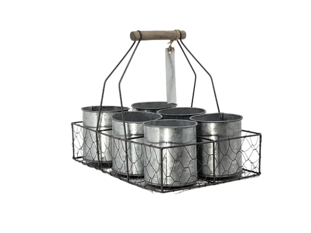 Panier grillagé jardinère extérieur jardin pot fleur zinc gris 29cm