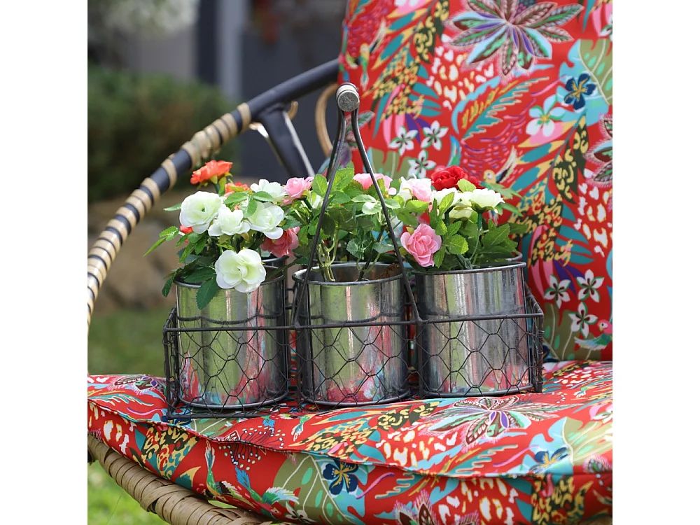 Panier grillagé jardinère extérieur jardin pot fleur zinc gris 29cm