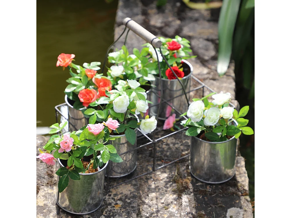 Panier grillagé jardinère extérieur jardin pot fleur zinc gris 29cm