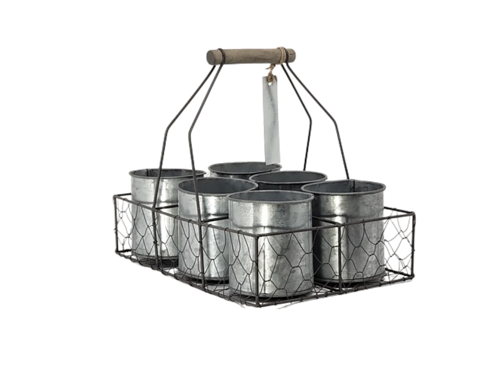 Panier grillagé jardinère extérieur jardin pot fleur zinc gris 29cm