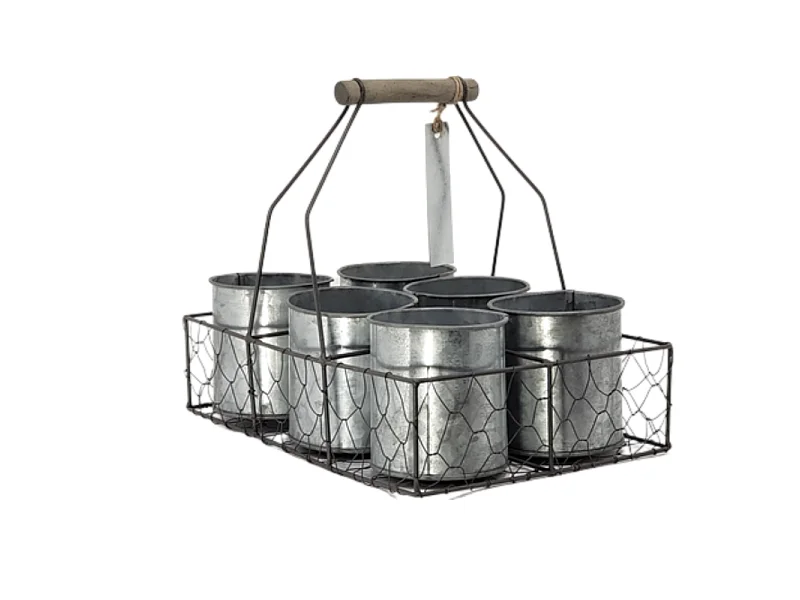 Panier grillagé jardinère extérieur jardin pot fleur zinc gris 29cm