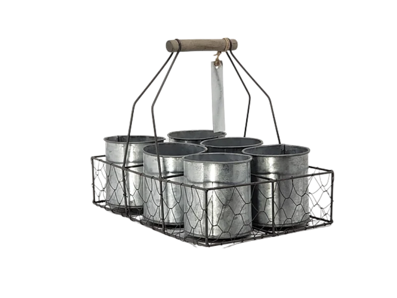 Panier grillagé jardinère extérieur jardin pot fleur zinc gris 29cm