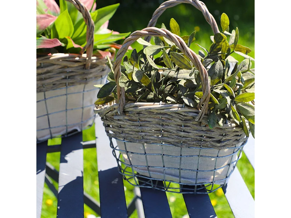 Set2 paniers oeuf poule corbeille fruit légume osier beige 23-29.5cm