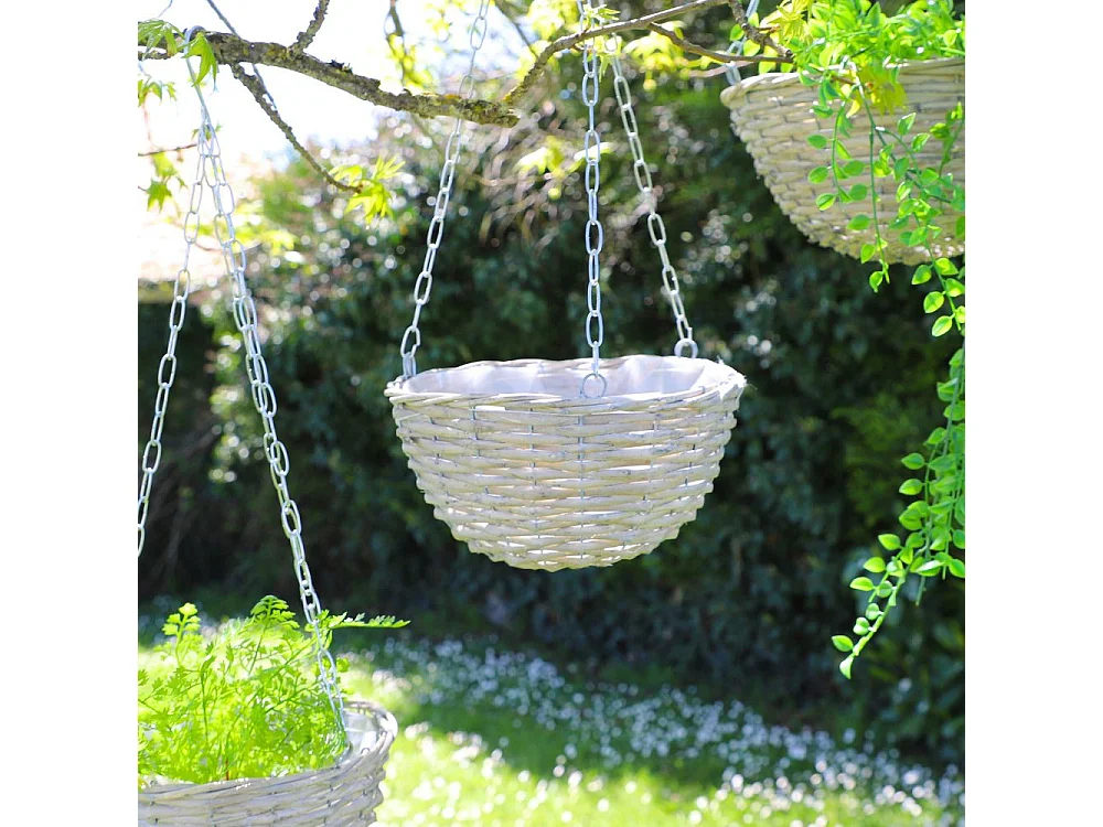 Set3 paniers poule corbeille fruit légumes osier marron 22-26-30cm