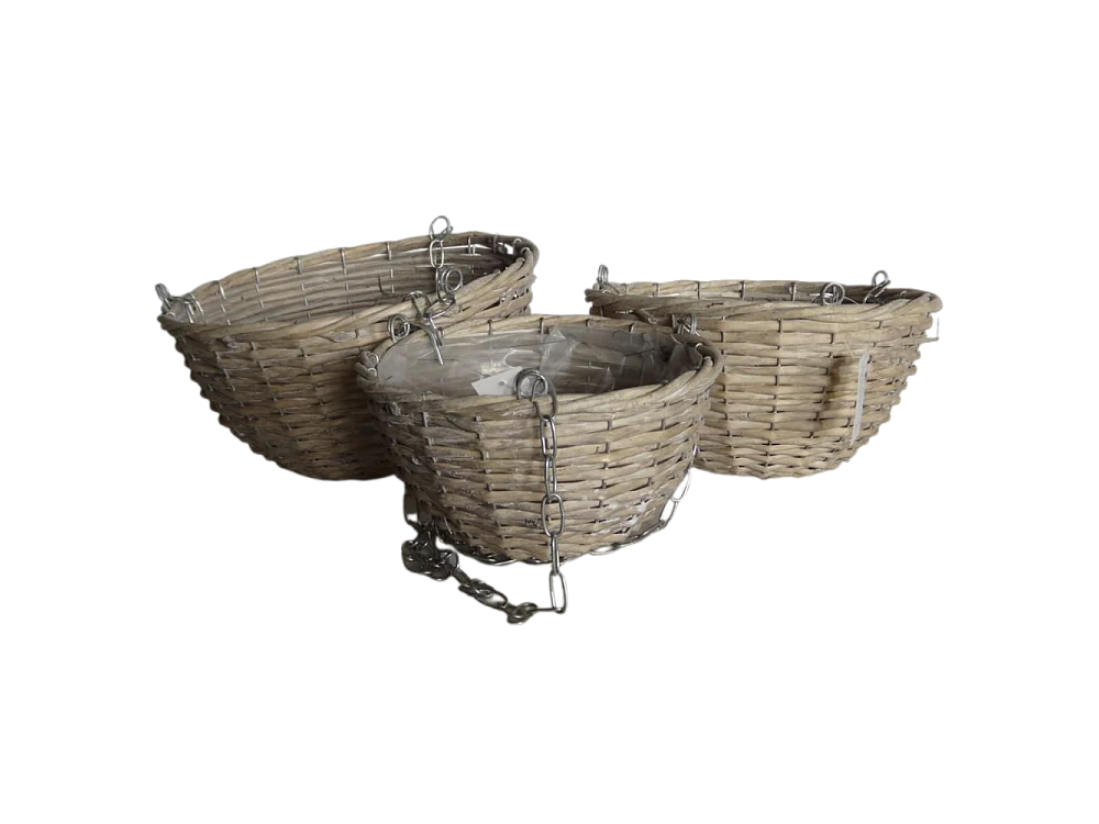 Set3 paniers poule corbeille fruit légumes osier marron 22-26-30cm