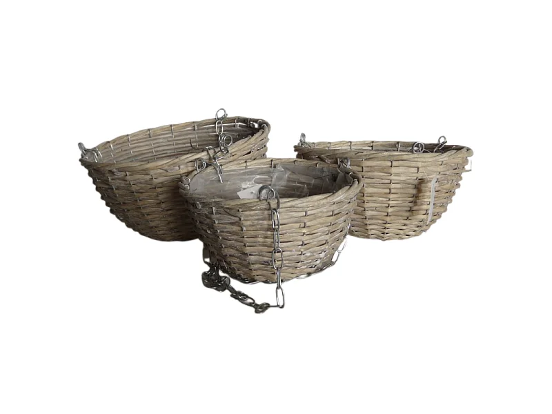 Set3 paniers poule corbeille fruit légumes osier marron 22-26-30cm