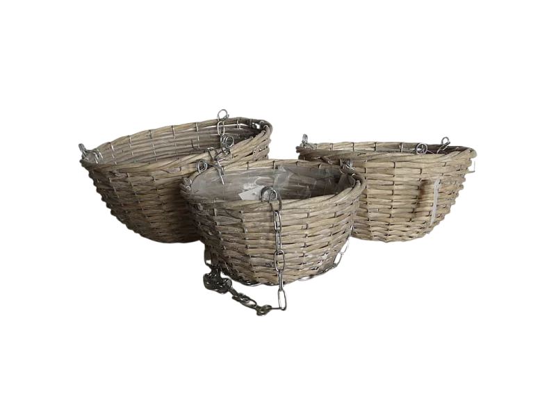 Set3 paniers poule corbeille fruit légumes osier marron 22-26-30cm