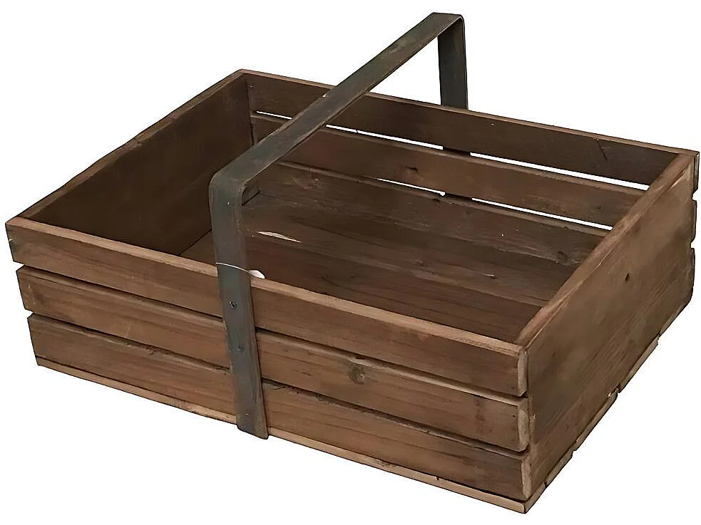 Panier casier caisse cuisine corbeille fruit bois marron 50cm