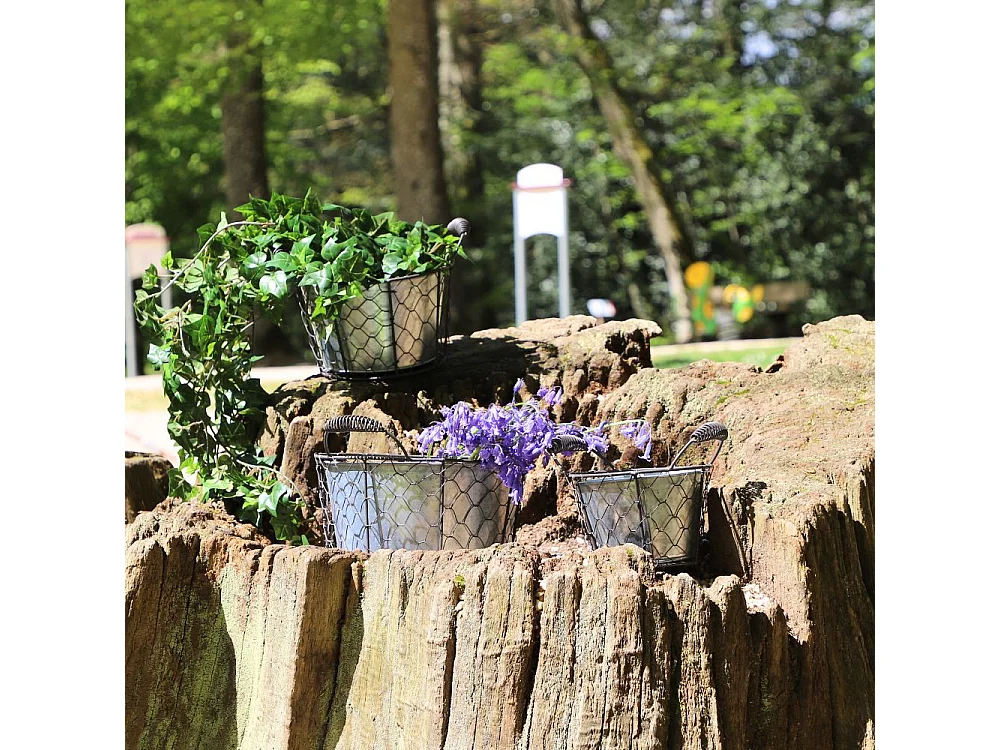 Set3 paniers jardinière jardin extérieur pot fleur métal gris 15-19-23cm