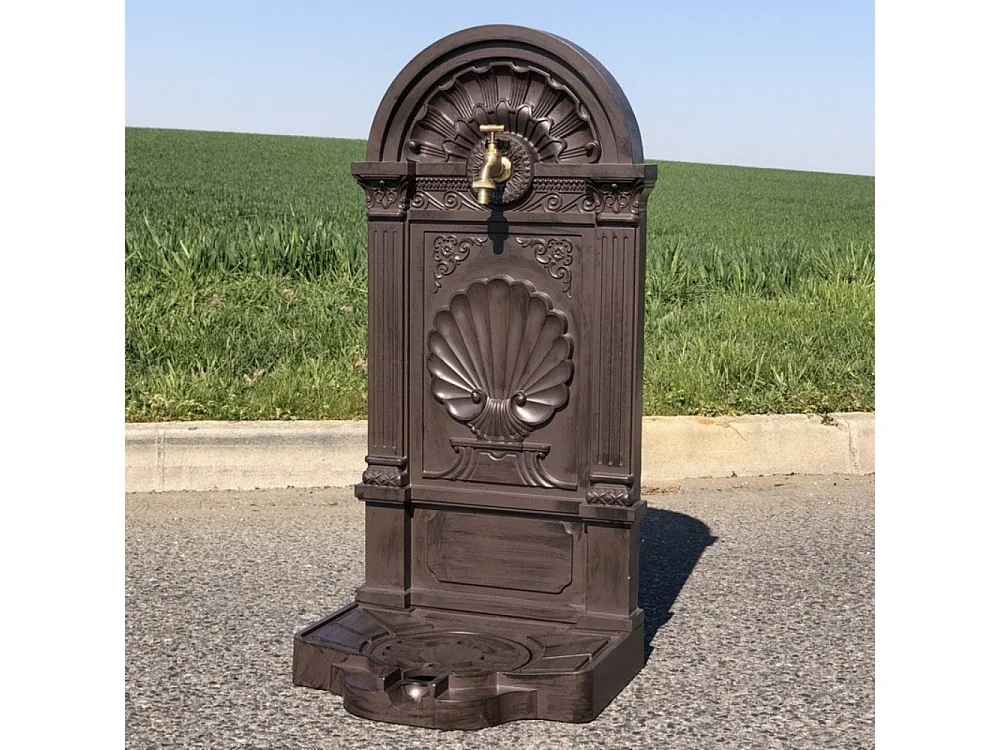 Fontaine de jardin extérieur fonte aluminium marron coquillage 84cm