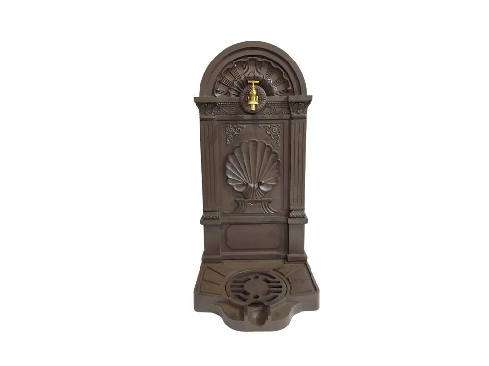 Fontaine de jardin extérieur en fonte aluminium marron 42 x 32 x 84cm