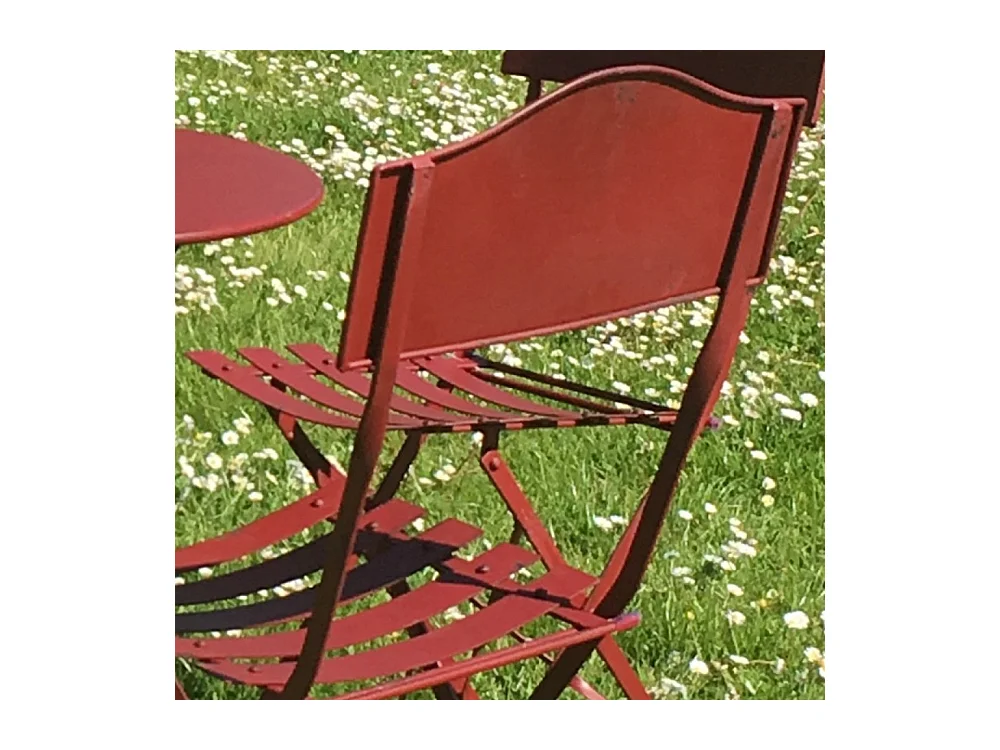 Chaise pliante jardin extérieur ancien métal bordeaux 85cm
