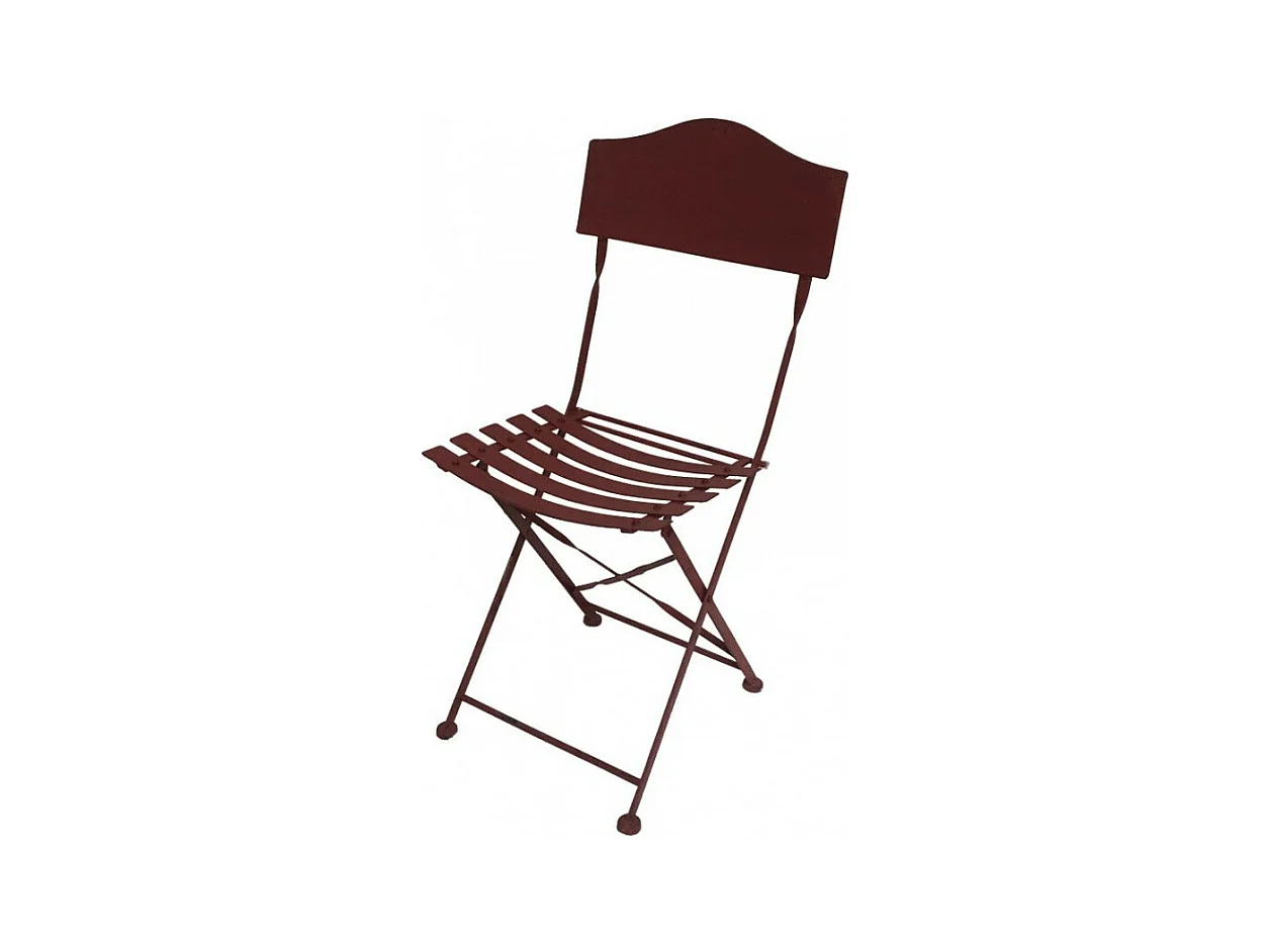 Chaise pliante jardin extérieur ancien métal bordeaux 85cm