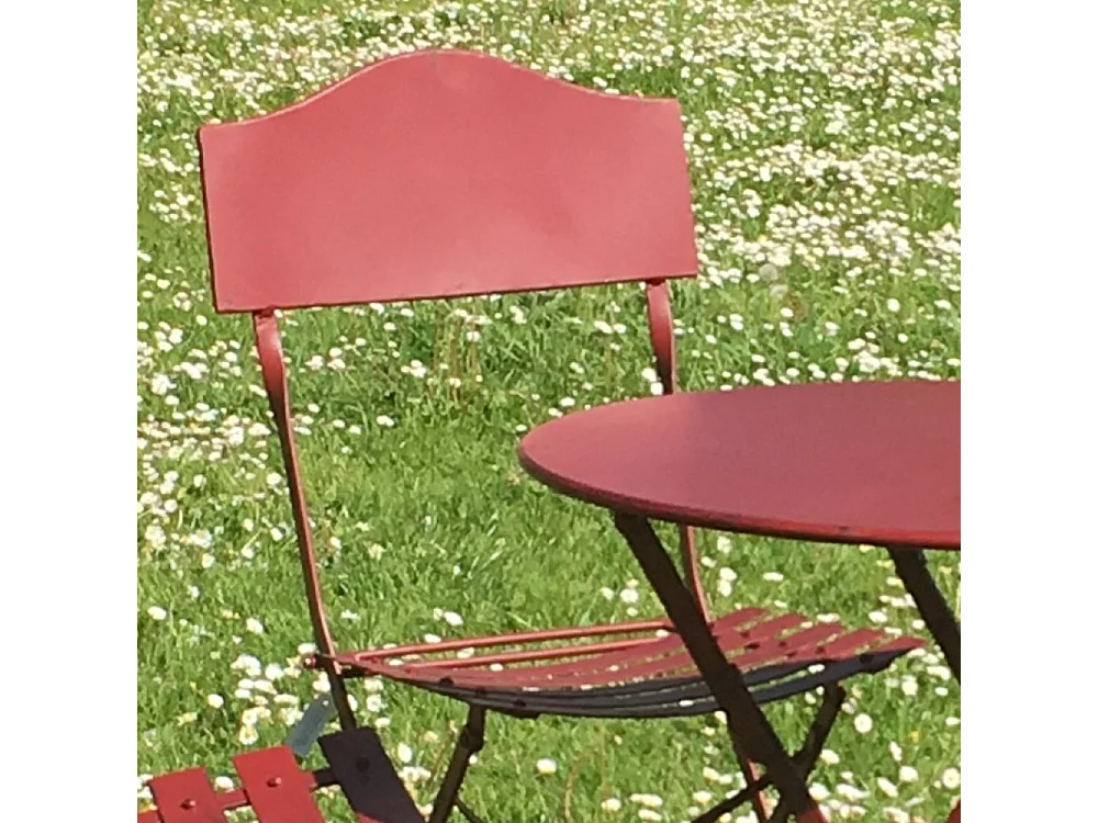 Chaise pliante jardin extérieur ancien métal bordeaux 85cm