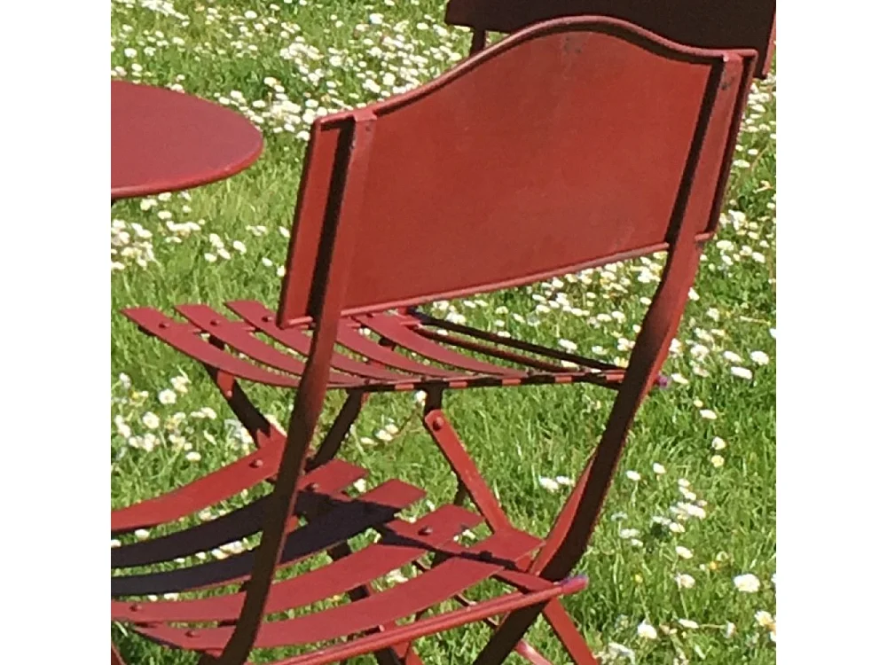 Chaise pliante jardin extérieur ancien métal bordeaux 85cm