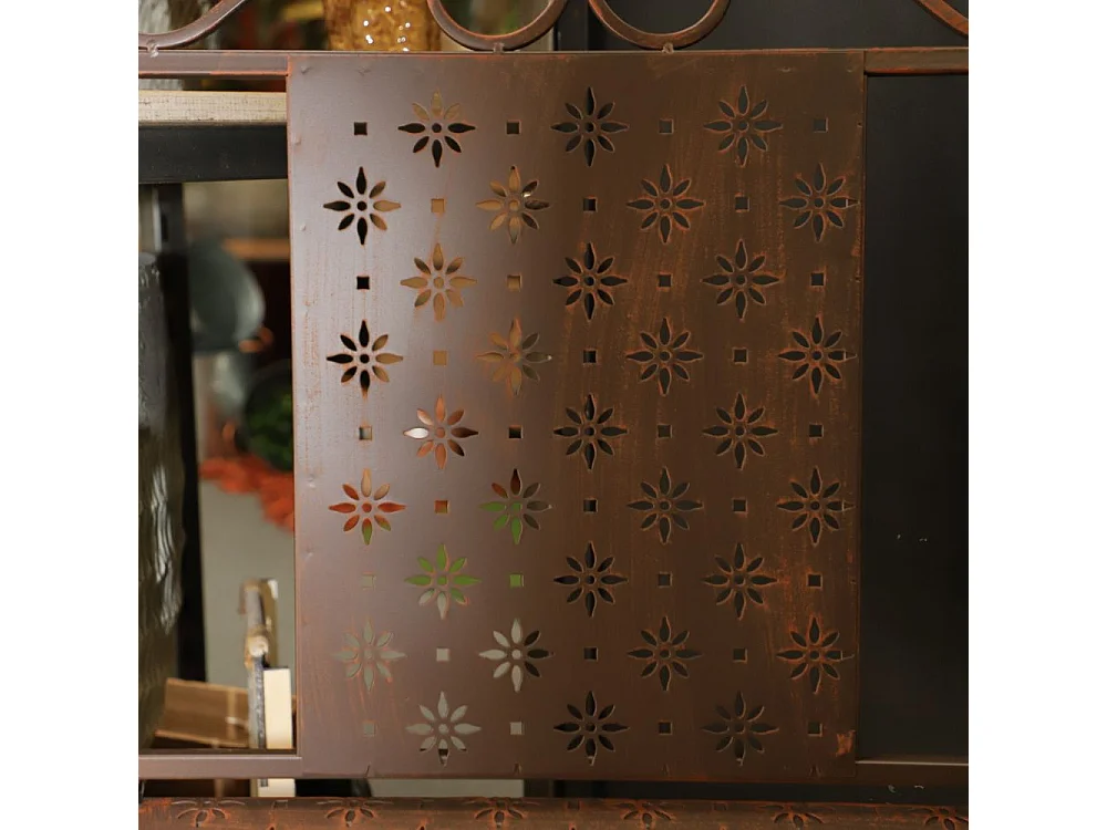 Chaise pliante jardin fauteuil banc ancien en fer marron 61x96 cm