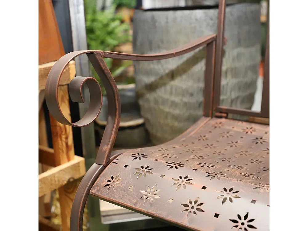 Chaise pliante jardin fauteuil banc ancien en fer marron 61x96 cm