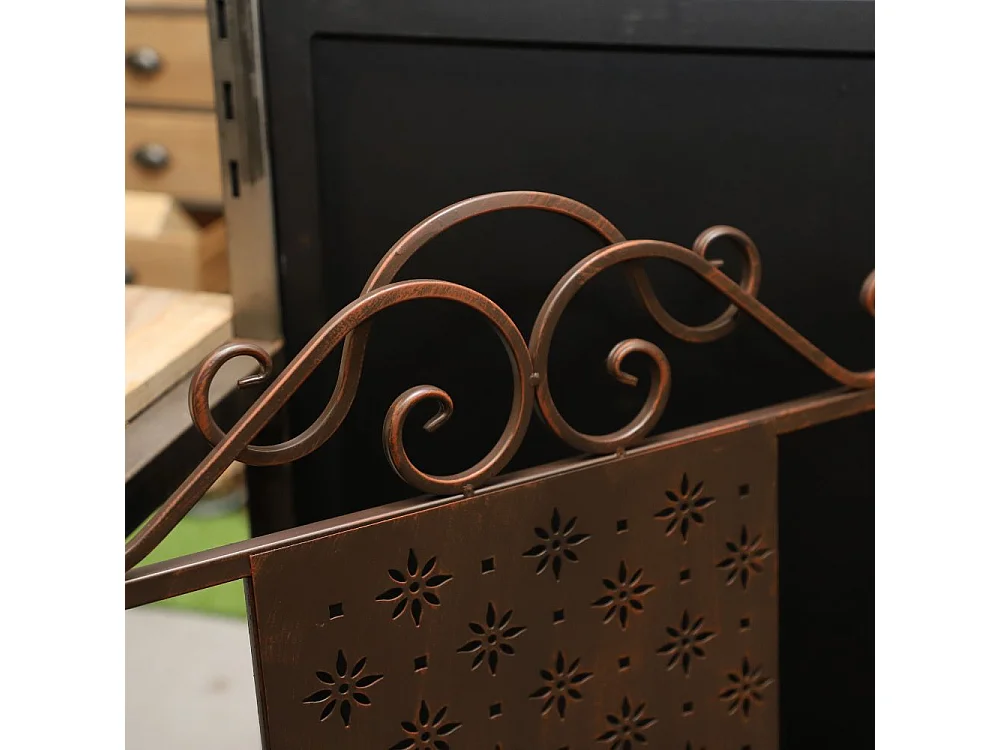 Chaise pliante jardin fauteuil banc ancien en fer marron 61x96 cm