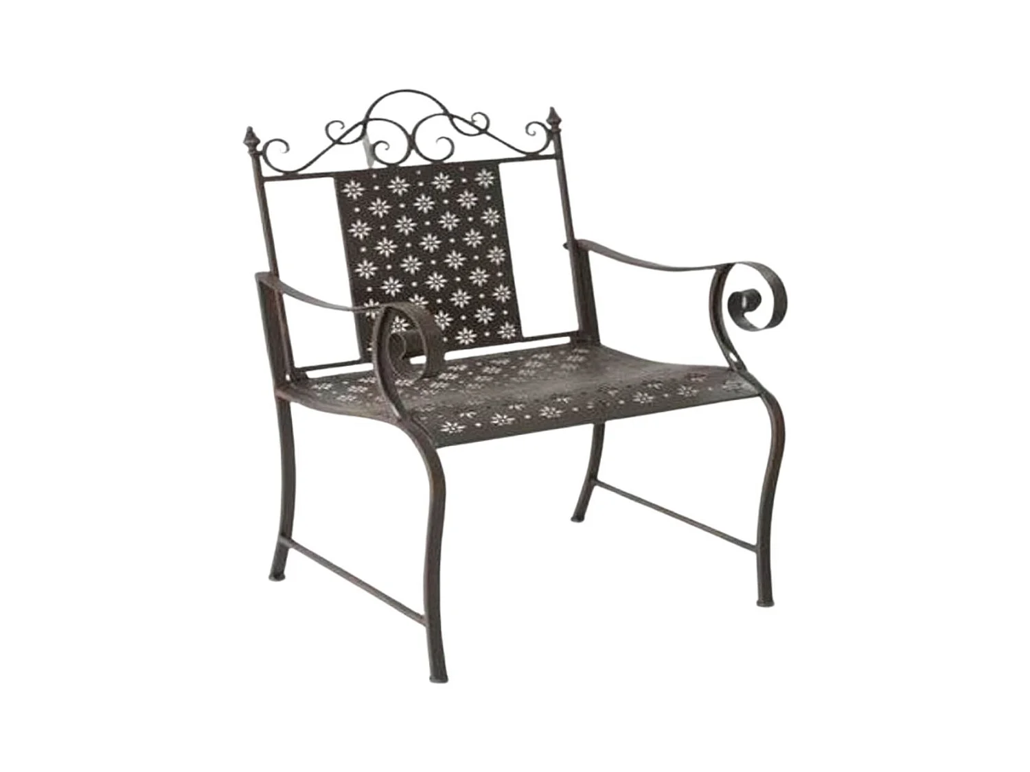 Chaise pliante jardin fauteuil banc ancien en fer marron 61x96 cm