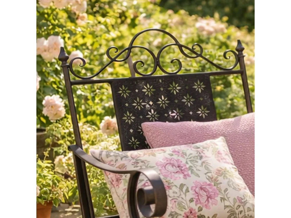 Chaise pliante jardin fauteuil banc ancien en fer marron 61x96 cm
