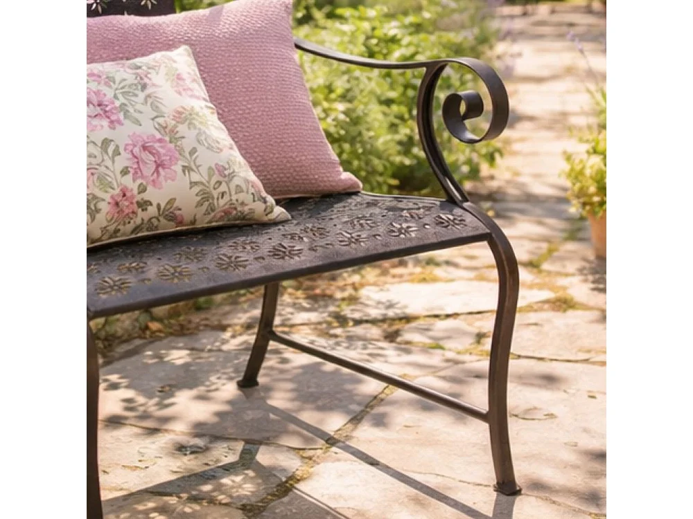 Chaise pliante jardin fauteuil banc ancien en fer marron 61x96 cm