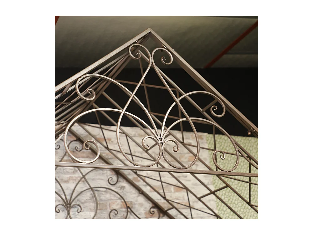 Gloriette kiosque maison abri banc jardin fer marron 200x114x270 cm