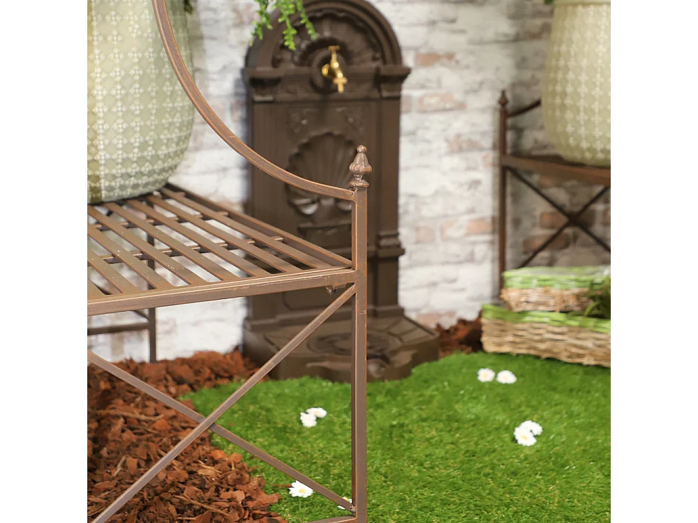 Gloriette kiosque maison abri banc jardin fer marron 200x114x270 cm