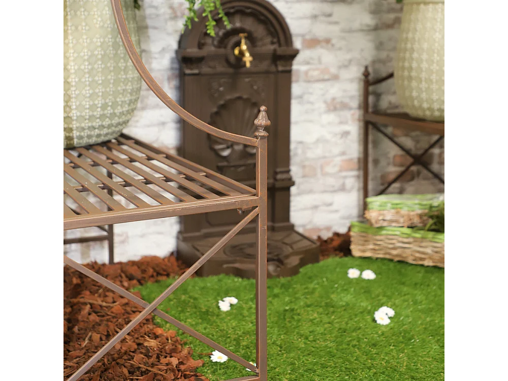 Gloriette kiosque maison abri banc jardin fer marron 200x114x270 cm