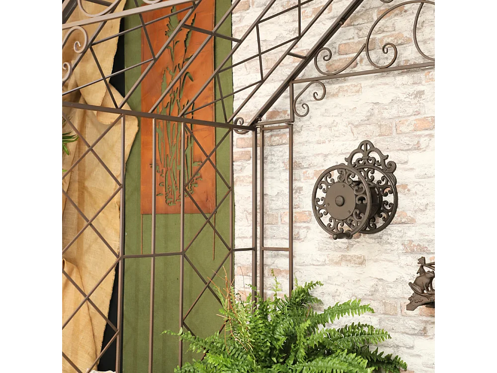 Gloriette kiosque maison abri banc jardin fer marron 200x114x270 cm