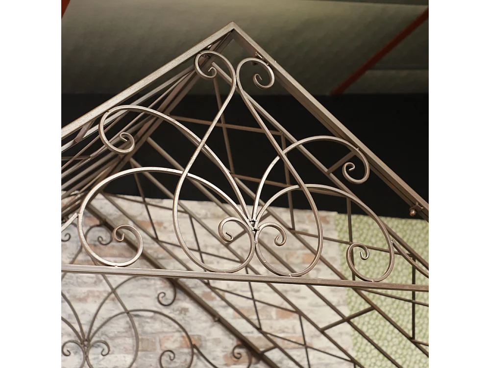 Gloriette kiosque maison abri banc jardin fer marron 200x114x270 cm