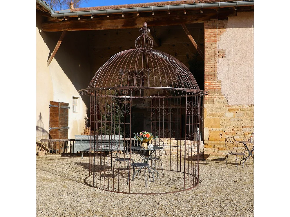 Gloriette pergola tonnelle kiosque abri jardin fer marron 300x368 cm