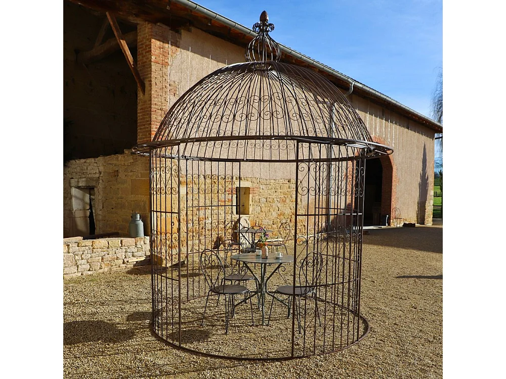 Gloriette pergola tonnelle kiosque abri jardin fer marron 300x368 cm