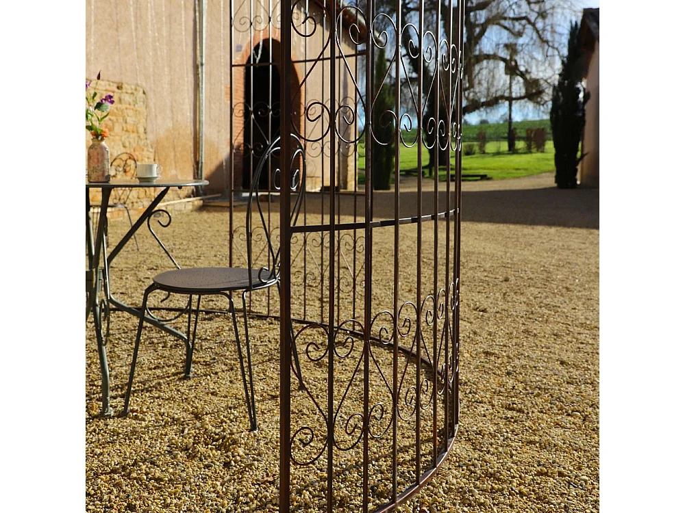 Gloriette pergola tonnelle kiosque abri jardin fer marron 300x368 cm