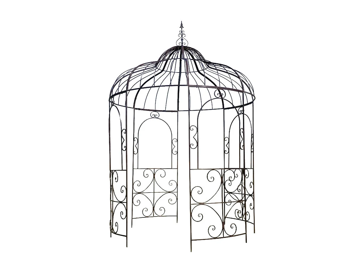 Gloriette gazebo tonnelle kiosque abri jardin fer marron 216x330 cm