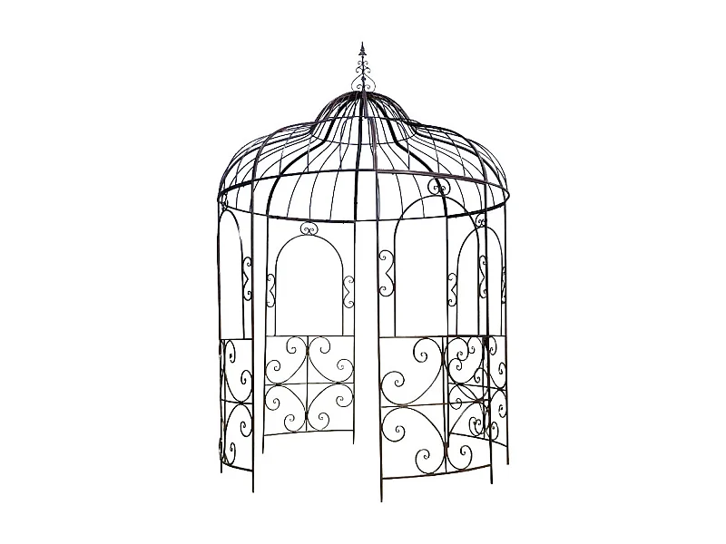 Gloriette gazebo tonnelle kiosque abri jardin fer marron 216x330 cm