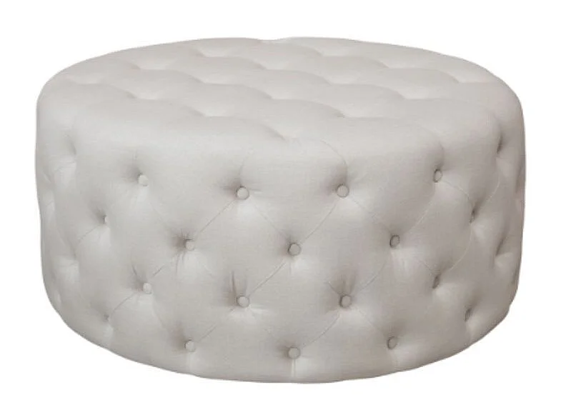 Pouffe fauteuil en lin beige antique Ø.90 x Ht.40 cm