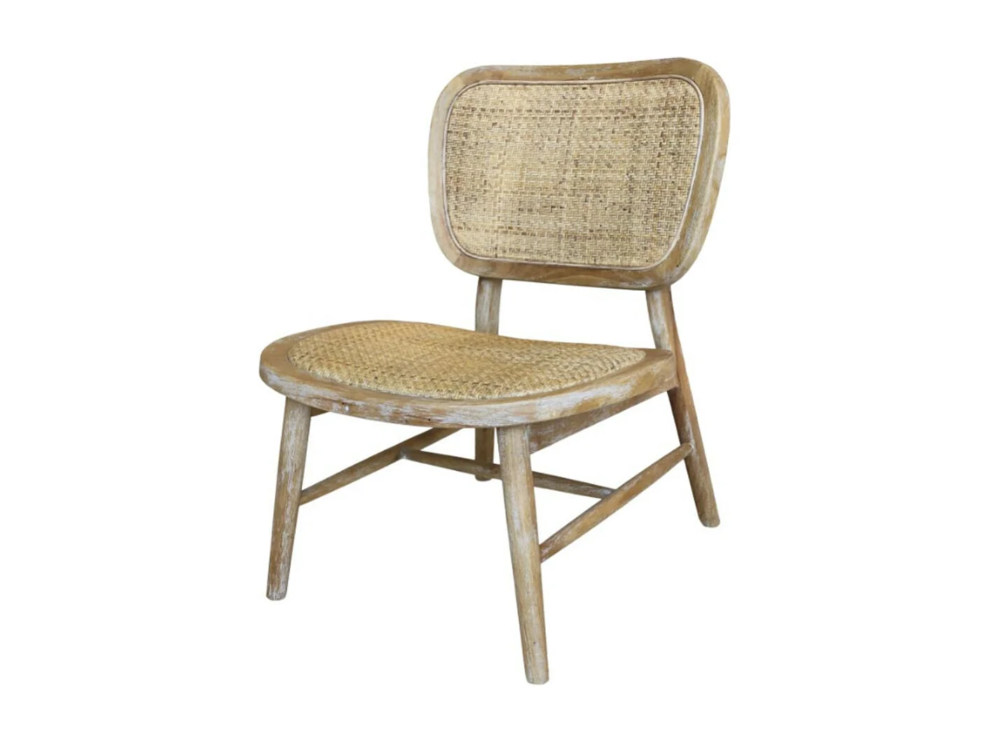 Chaise longue en bois de caoutchouc et rotin marron 60 x 62 x 78.5 cm