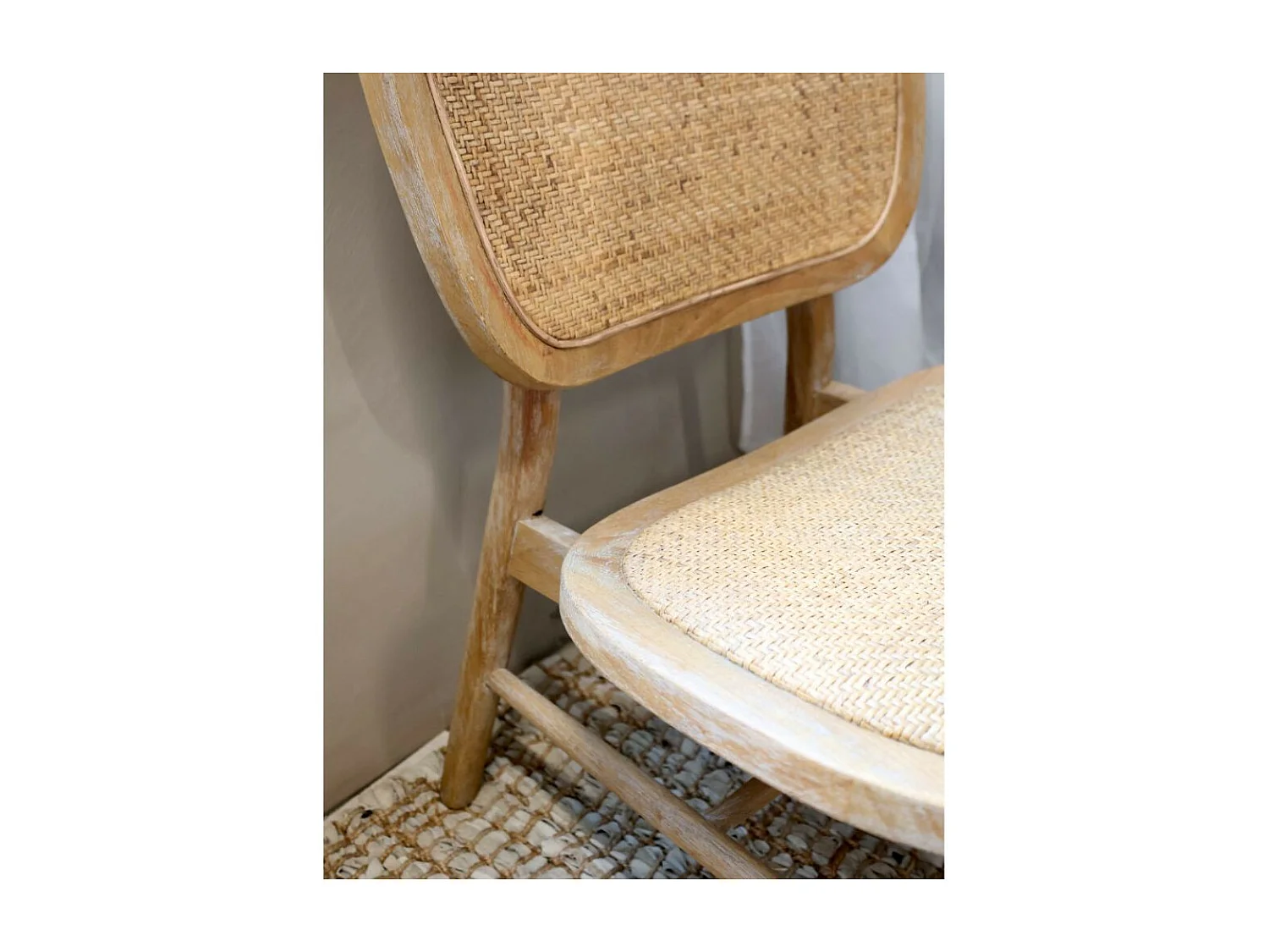 Chaise longue en bois de caoutchouc et rotin marron 60 x 62 x 78.5 cm