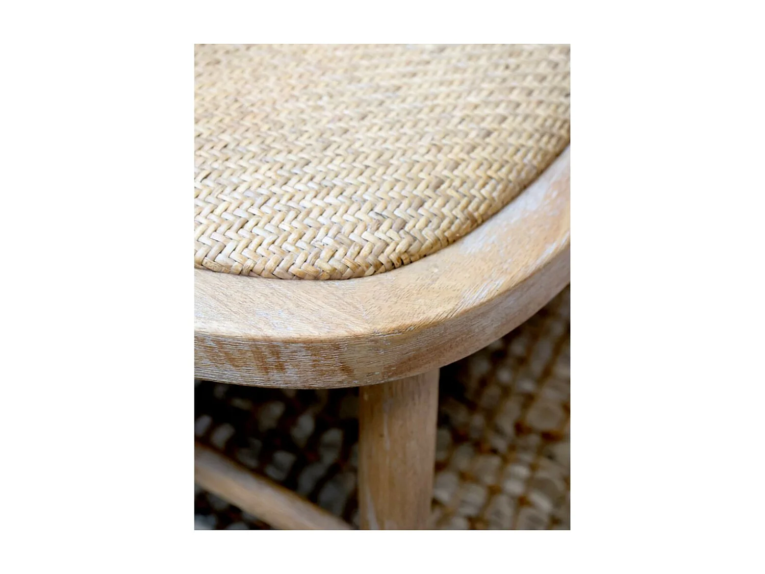 Chaise longue en bois de caoutchouc et rotin marron 60 x 62 x 78.5 cm