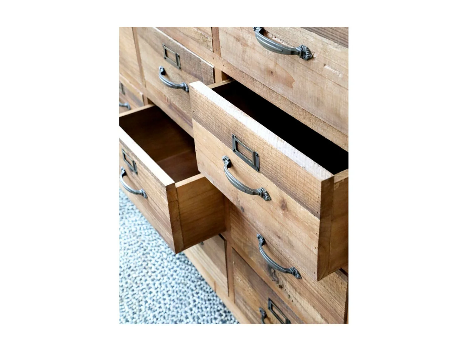 Comptoir buffet d'épicerie en bois marron et fer noir 156 x38.5 x75 cm