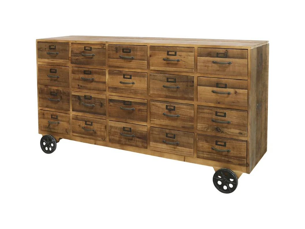 Comptoir buffet d'épicerie en bois marron et fer noir 156 x38.5 x75 cm