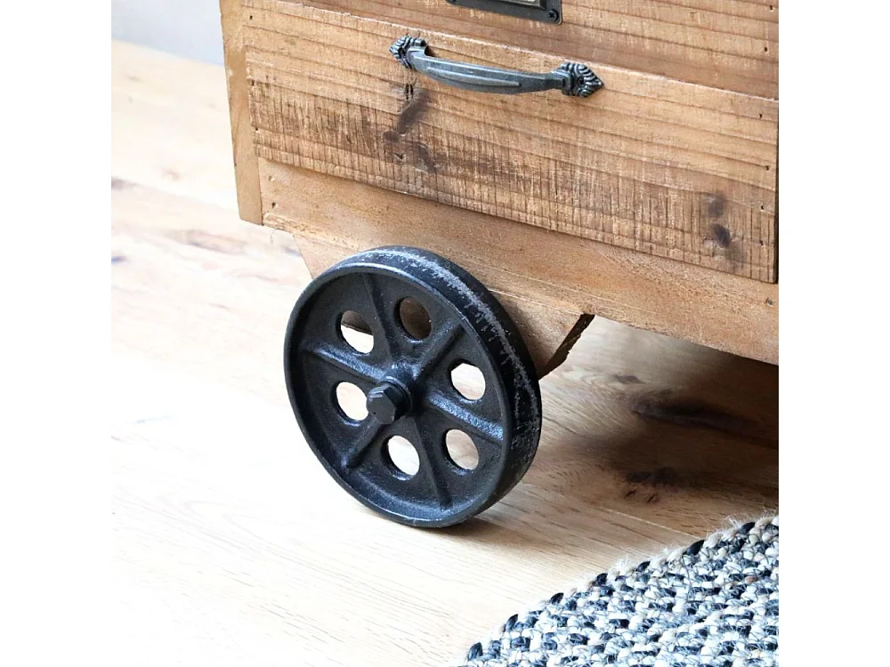 Comptoir buffet d'épicerie en bois marron et fer noir 156 x38.5 x75 cm
