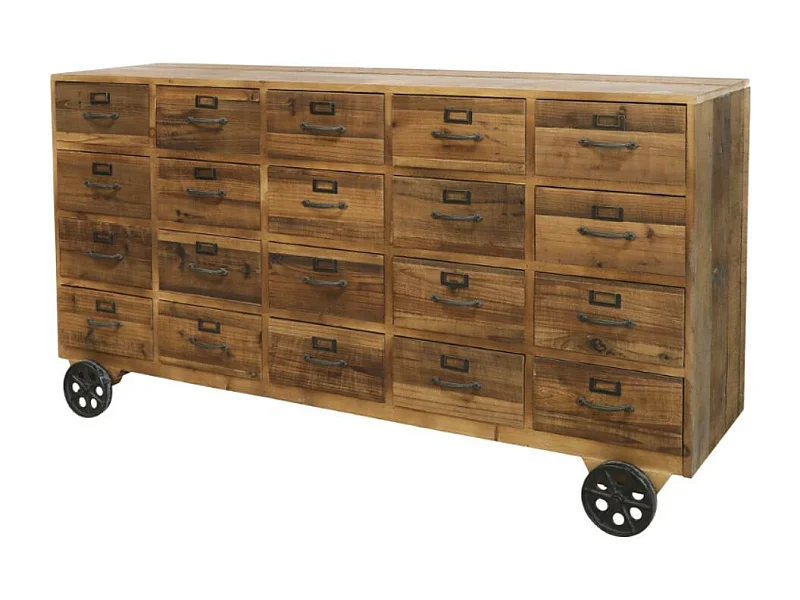 Comptoir buffet d'épicerie en bois marron et fer noir 156 x38.5 x75 cm