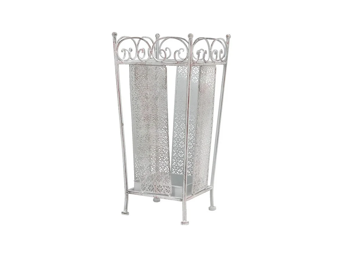 Porte parapluie en fer forgé blanc 26 x 26 x 46 cm