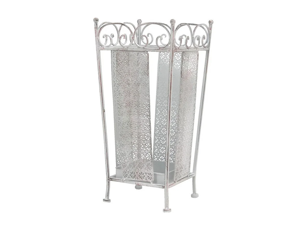 Porte parapluie en fer forgé blanc 26 x 26 x 46 cm