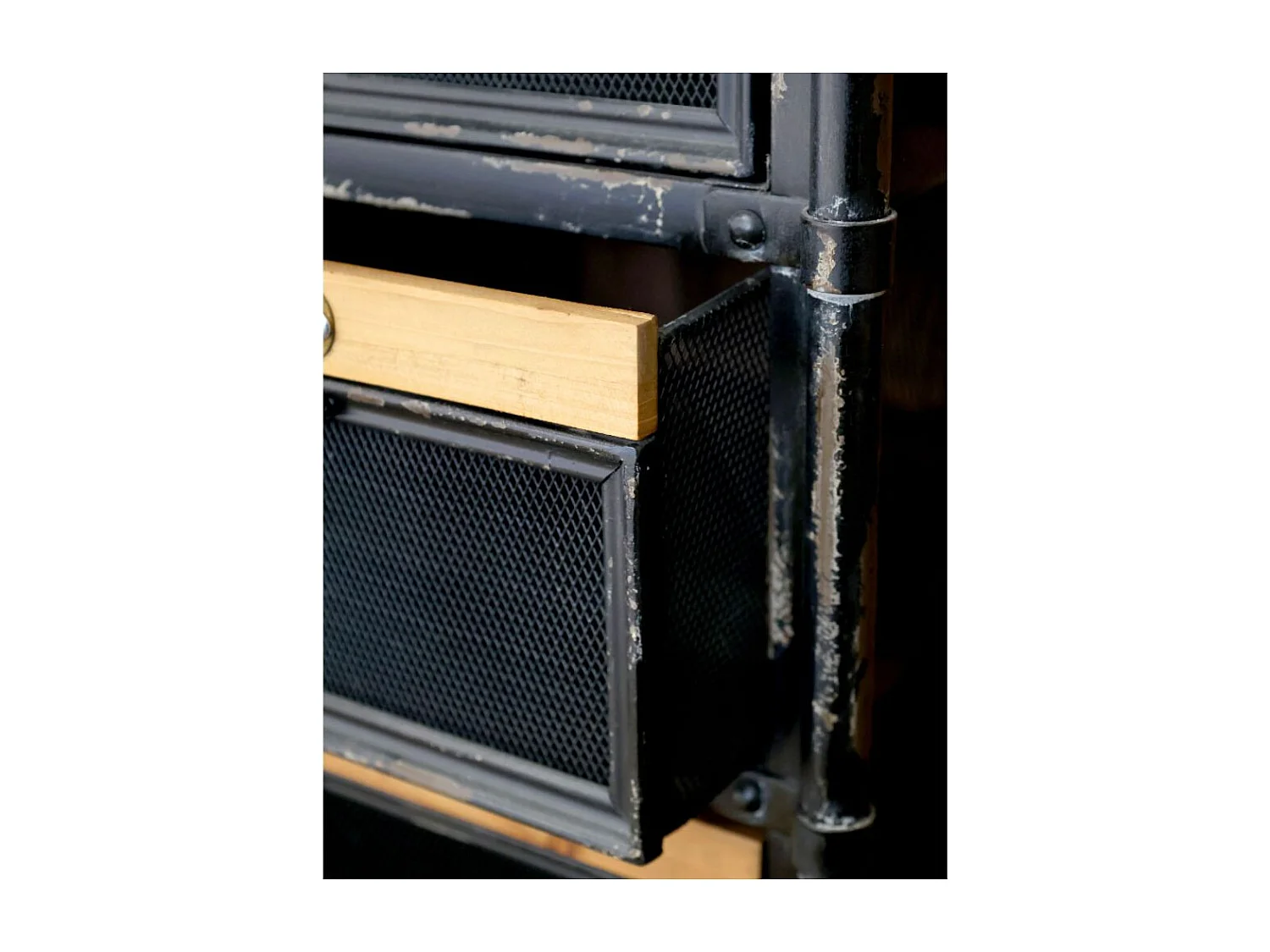 Commode industrielle en bois marron et fer noir 107 x 34 x 86.5 cm