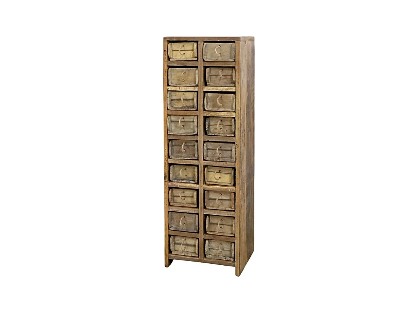 Commode 18 tiroirs en bois recyclé antique marron 39 x 34 x 122 cm
