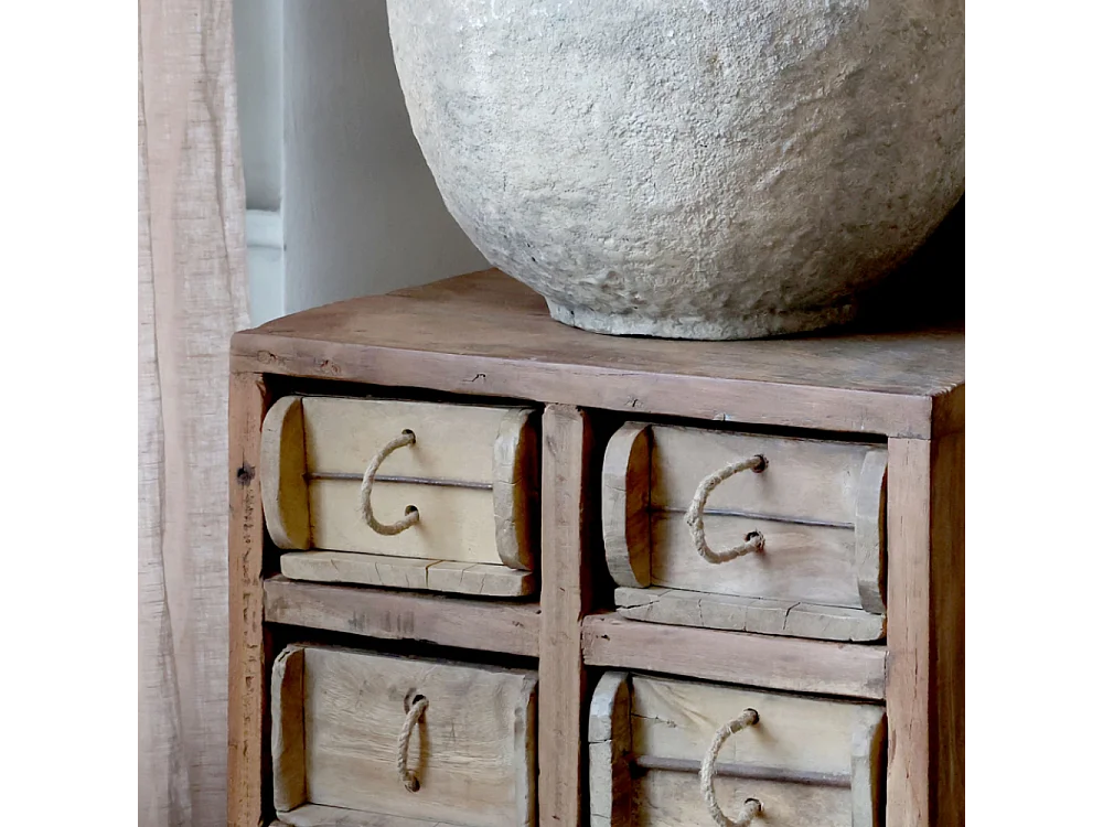 Commode ancienne 10 tiroirs en bois recyclé 40 x 33 x 70 cm