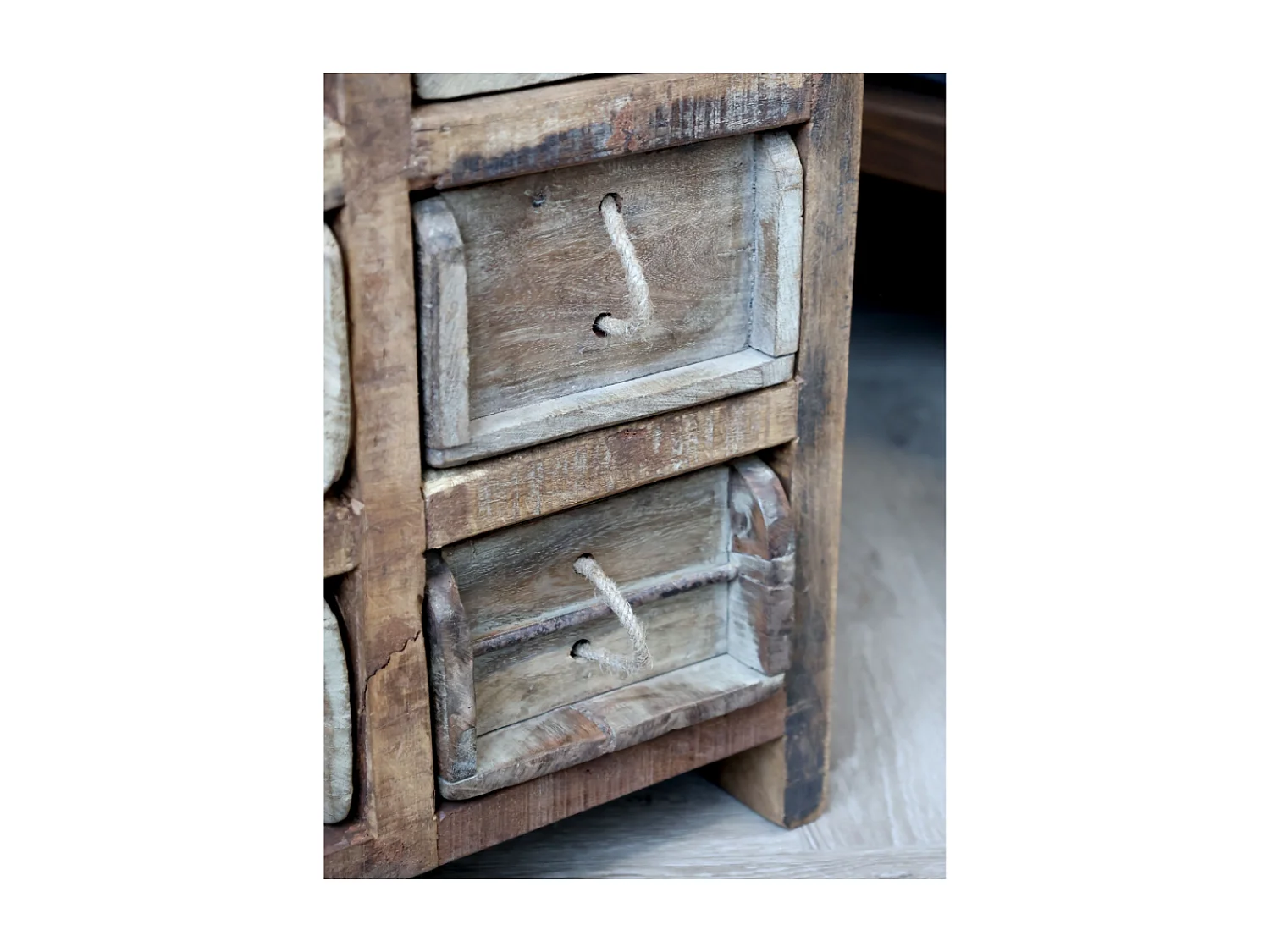 Commode ancienne 10 tiroirs en bois recyclé 40 x 33 x 70 cm