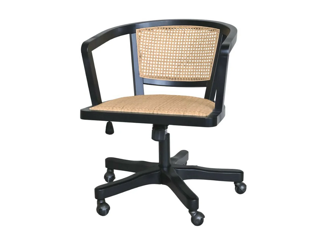 Chaise de bureau en bois noir et marron 60 x 60 x 80 cm